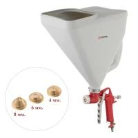 Розпилювач штукатурний пневматичний, форсунки: 4, 6, 8 мм, верхній пластиковий бачок, 9000 мл, 3-6 атм INTERTOOL PT-0403