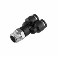 З'єднання цангове Y-образне для поліуретанових та ін. шлангів 6×6 мм, 1/4" зовнішня різьба INTERTOOL PT-2376