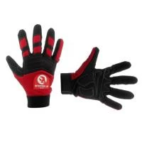 Рукавиці з мікрофібри з тканини, червона з чорними вставками спандексу. На долоні посилене неопренове покриття, вкрита нітрилом на липучці 10" INTERTOOL SP-0143