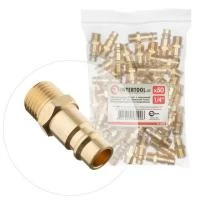 Перехідники 50 од. із зовнішньою різьбою 1/4" на штирьову частину швидкороз'ємного з'єднання INTERTOOL PT-5820