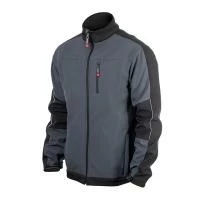 Куртка SOFTSHELL темно сіро-чорна, тришарова, тканина - стрейч 300 GSM 100D, з водо- і вітрозахистом, розмір XL INTERTOOL SP-3134