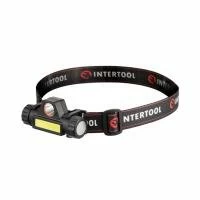 Ліхтар налобний акумуляторний, XPE + COB, 125 лм, магніт INTERTOOL LB-0309
