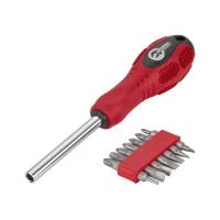 Викрутка магнітна 1/4", 10*50 мм, з комплектом насадок 15 од., CrV INTERTOOL HT-0415