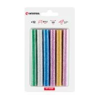 Комплект клейових стрижнів кольорових перламутрових, 11,2×100 мм, 12 шт. INTERTOOL RT-1029