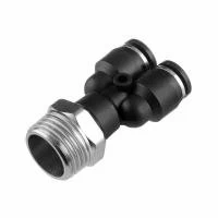 З'єднання цангове Y-образне для поліуретанових та ін. шлангів 8×8 мм, 1/2" зовнішня різьба INTERTOOL PT-2387