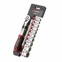 Набір головок STORM, 3/8", Cr-V, 12 од., головки: 10-24 мм, тріскачка 72 зуби, подовжувач 150 мм INTERTOOL ET-8013