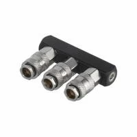 Розгалужувач повітря 1/4 "на 3 виходи, прямий, 10 bar, зі швидкороз'ємними з'єднаннями INTERTOOL PT-1855