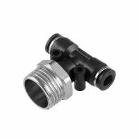 З'єднання цангове Т-образне для поліуретанових та ін. шлангів 6×6 мм, 1/2" зовнішня різьба INTERTOOL PT-2361