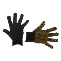 Рукавичка трикотажна, жовті ПВХ крапки, 60% бавовна / 40% поліестер, 10", клас в’язки 7, чорна, 38 г INTERTOOL SP-0138