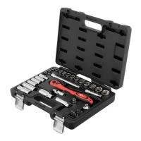 Набір інструментів, проф., 3/8", Cr-V, 39 од., головки: 8-22 мм, біти 11 од., кейс INTERTOOL ET-6039