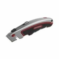 Ніж трапецієподібний, 60×19 мм, з висувним лезом, металевий корпус, прогумована рукоятка INTERTOOL HT-0516