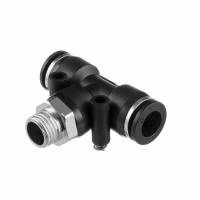 З'єднання цангове Т-образне для поліуретанових та ін. шлангів 10×10 мм, 1/4" зовнішня різьба INTERTOOL PT-2353