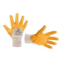 Рукавиця бавовняний трикотаж, вкрита нітрилом на долоні 8" (жовта) (120 пар/ящ) INTERTOOL SP-0108W