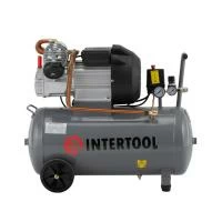 Компресор 50 л, 4 HP, 3 кВт, 220 В, 10 aтм, 420 л/хв, 2 циліндри. INTERTOOL PT-0007