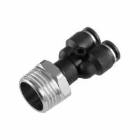 З'єднання цангове Y-образне для поліуретанових та ін. шлангів 6×6 мм, 1/2" зовнішня різьба INTERTOOL PT-2386