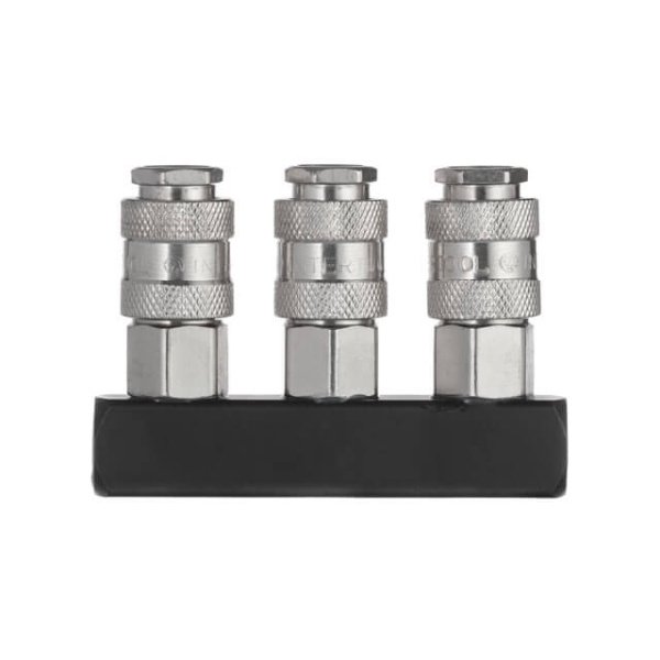 Розгалужувач повітря 1/4 "на 3 виходи, прямий, 10 bar, зі швидкороз'ємними з'єднаннями INTERTOOL PT-1855