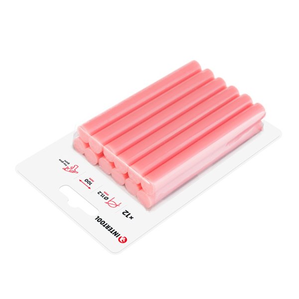 Комплект клейових стрижнів рожевих, 11,2×100 мм, 12 шт. INTERTOOL RT-1045