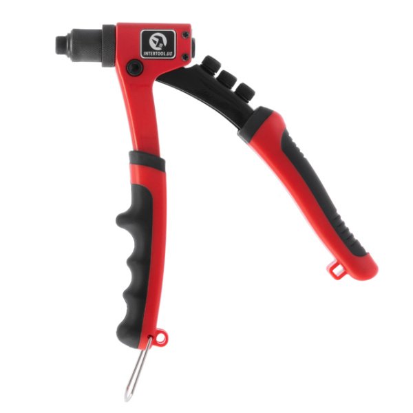 Пістолет заклепувальний ручний, 215 мм, діаметр застосовуваної заклепки: 2,4, 3,2, 4,0, 4,8 мм INTERTOOL RT-0014