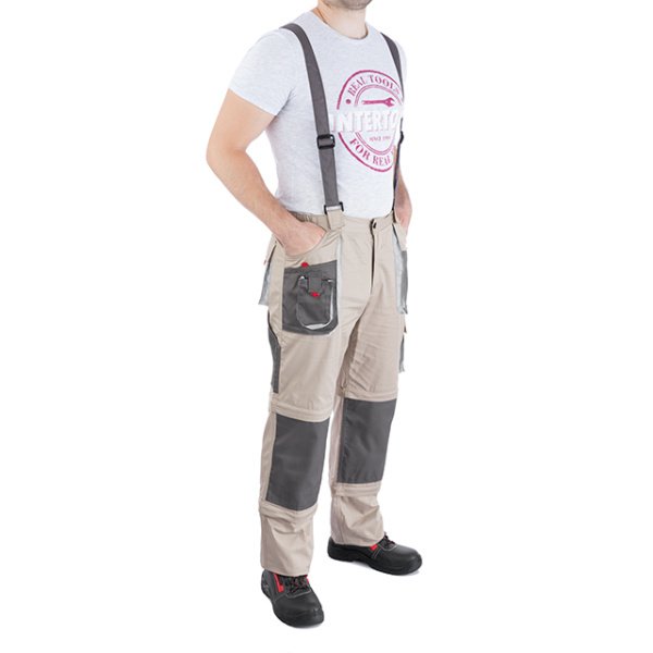 Брюки трансформер робочі з лямками 6 в 1, 100% бавовна, щільність 180 г/м², S INTERTOOL SP-3041