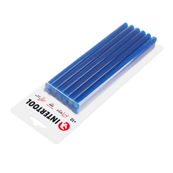 Комплект клейових стрижнів блакитних, 11,2×200 мм, 12 шт. INTERTOOL RT-1053