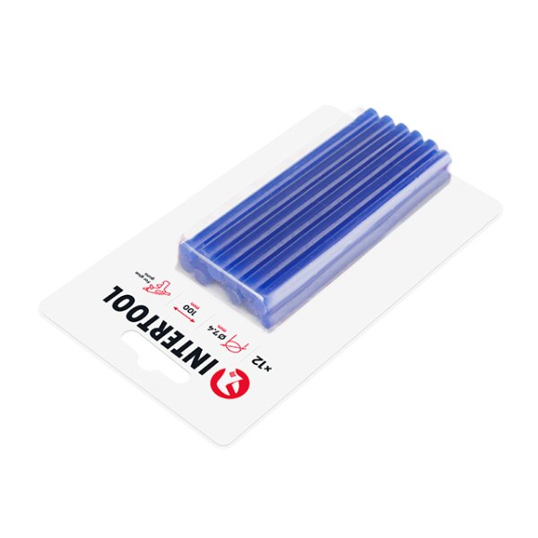 Комплект клейових стрижнів блакитних, 7,4×100 мм, 12 шт. INTERTOOL RT-1054