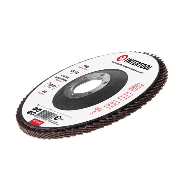 Диск шліфувальний пелюстковий 115 x 22мм зерно K80 INTERTOOL BT-0108