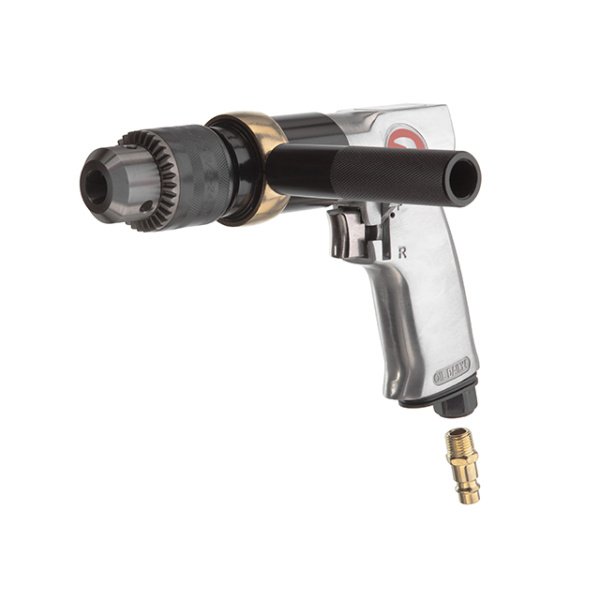 Дриль пневматичний з реверсом, до 6 атм, 700 об/хв, 266 л/хв, патрон 1,5-13 мм, з'єднувач 1/2" INTERTOOL PT-0901