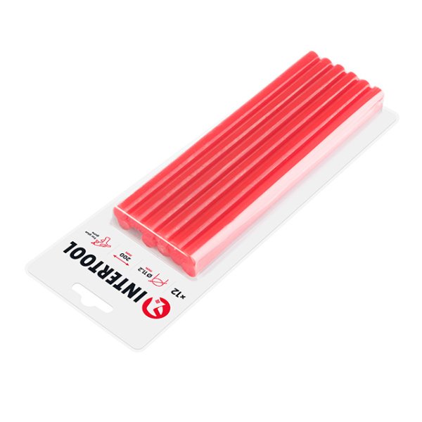 Комплект клейових стрижнів червоних, 11,2×200 мм, 12 шт. INTERTOOL RT-1042