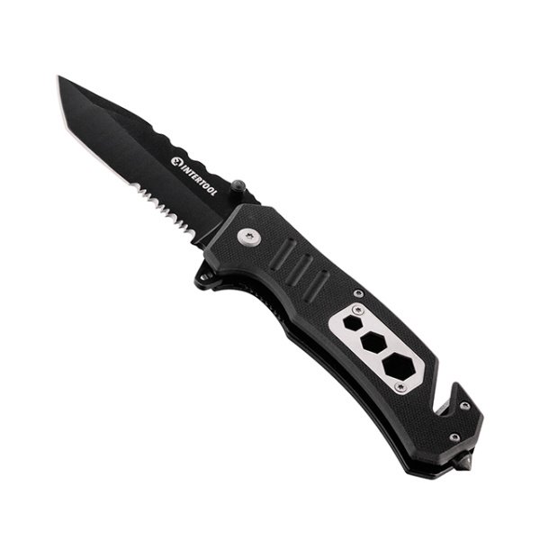 Ніж складаний, 83 мм, з лезом для розрізання ременів INTERTOOL HT-0599