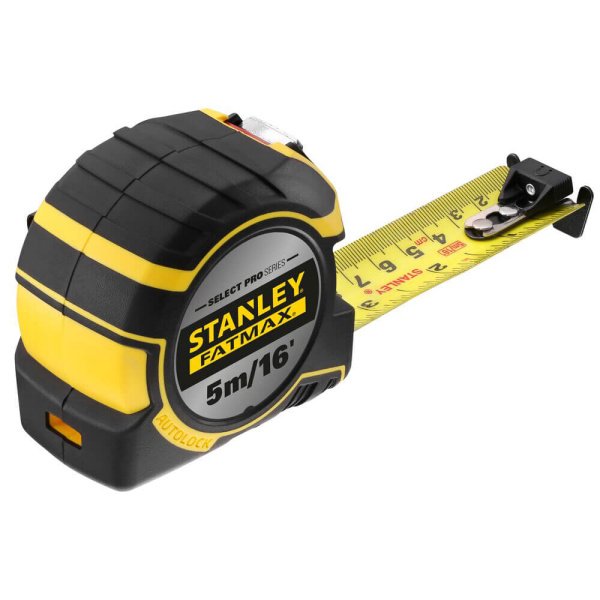 Рулетка вимірювальна FatMax®Autolock довжиною 5 м/16, шириною 25 мм, в обгумованому корпусі, з подвійною шкалою STANLEY FMHT43242-0