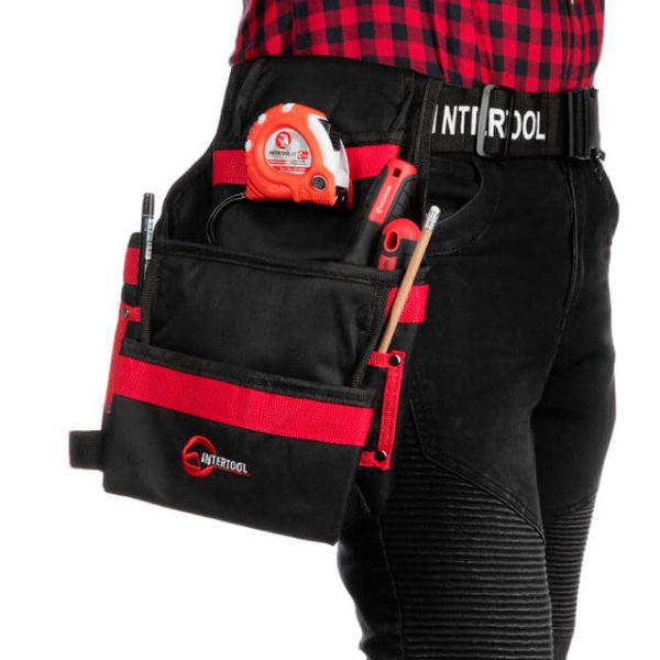 Сумка поясна слюсарно-будівельна, 3 кишені, поліестер INTERTOOL SP-1014