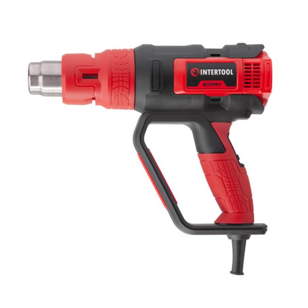 Фен технічний 2000Вт, 3 режими, плавне регулювання, 50°C - 600°C, 250л/хв - 500л/хв, 4 насадки, скребок, кейс INTERTOOL WT-1030