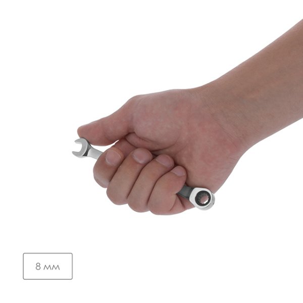 Ключ комбінований з тріскачкою 8мм Cr-V; PROF DIN3113 INTERTOOL XT-1348