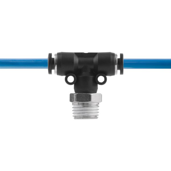 З'єднання цангове Т-образне для поліуретанових та ін. шлангів 4×4 мм, 1/4" зовнішня різьба INTERTOOL PT-2350