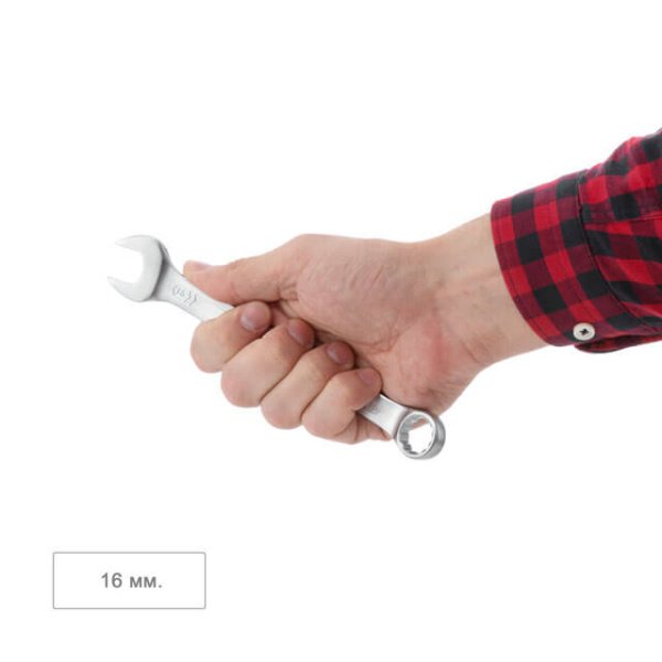 Ключ комбінований 16 мм, CrV, покриття Сатин-хром PROF DIN3113 INTERTOOL XT-1016