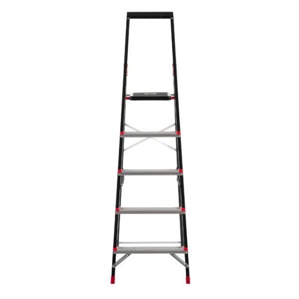 Драбина 5 сходинок, лоток для інвентарю, сталевий профіль, висота верхньої сходинки 1064мм, 457х893х1568мм, 150кг INTERTOOL LT-0055