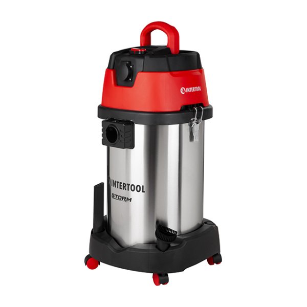 Пилосос будівельний, 1,4 кВт, 2 Stage, >20кПа, бак 30 л нержавіюча сталь 201, розетка, HEPA фільтр,  шланг 4 м, STORM INTERTOOL WT-1430