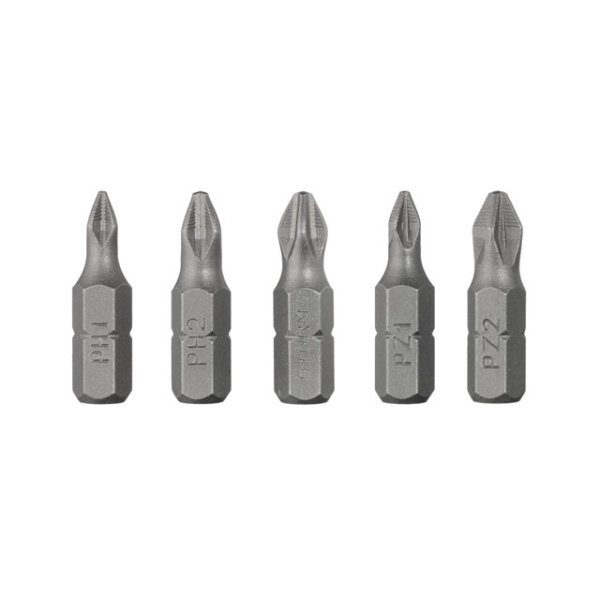 Набір викруткових насадок, PH1, PH2, PZ1, PZ2, 1/4"×25 мм, ACR, S2, 5 од., STORM INTERTOOL VT-0210