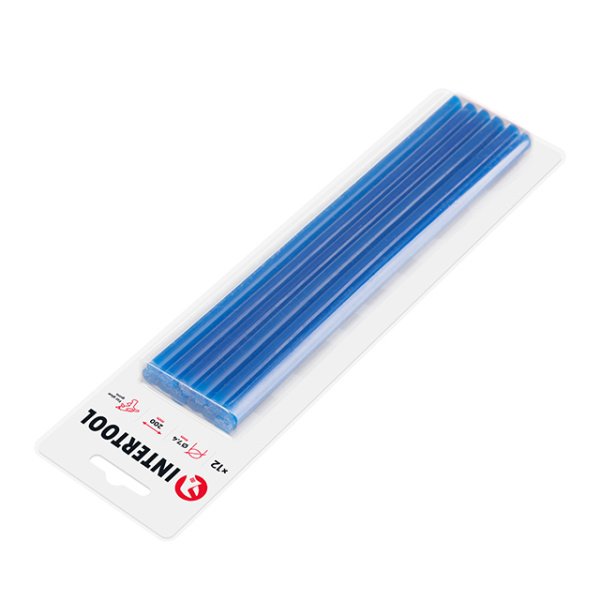 Комплект клейових стрижнів блакитних, 7,4×200 мм, 12 шт. INTERTOOL RT-1055