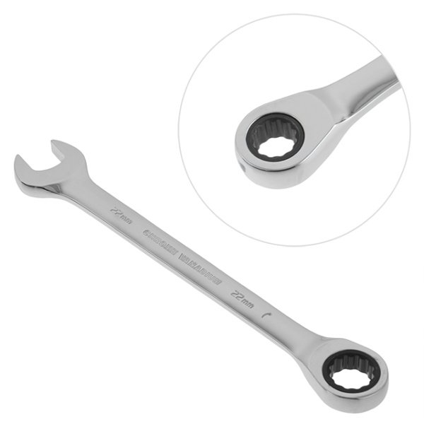 Ключ комбінований з тріскачкою 22 мм Cr-V PROF DIN3113 INTERTOOL XT-1362