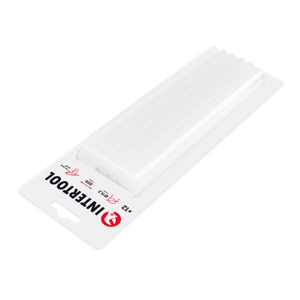 Комплект клейових стрижнів білих, 11,2×200 мм, 12 шт. INTERTOOL RT-1022