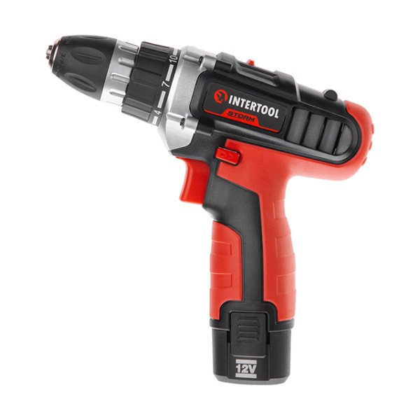 Дриль-шурупокрут акумуляторний, Li-Ion 12 В, 18 Nm, 1.5 Аг, 2 швидкості, 0-400/0-1500 об/хв., 2 акумулятори INTERTOOL WT-0321