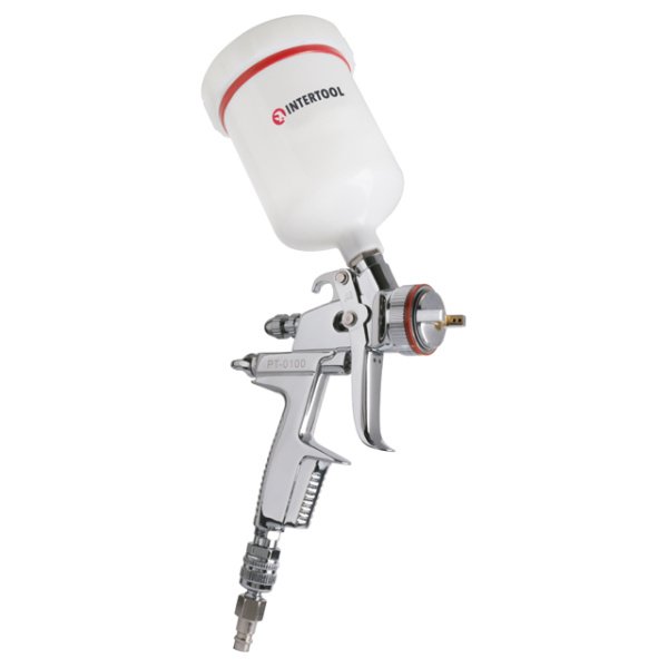 Фарбопульт пневматичний HVLP II професійний, форсунка 1.4 мм, верхній пластиковий бачок 600 мл, 2 бар INTERTOOL PT-0100