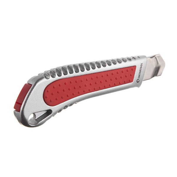 Ніж сегментний, 18 мм, металева напрямна, протиковзний корпус INTERTOOL HT-0504