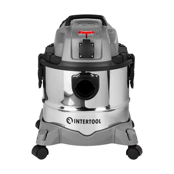 Пилосос будівельний, 1,4 кВт, >17 кПа, бак 20 л нержавіюча сталь 410, розетка, HEPA фільтр, шланг 3 м INTERTOOL DT-1025
