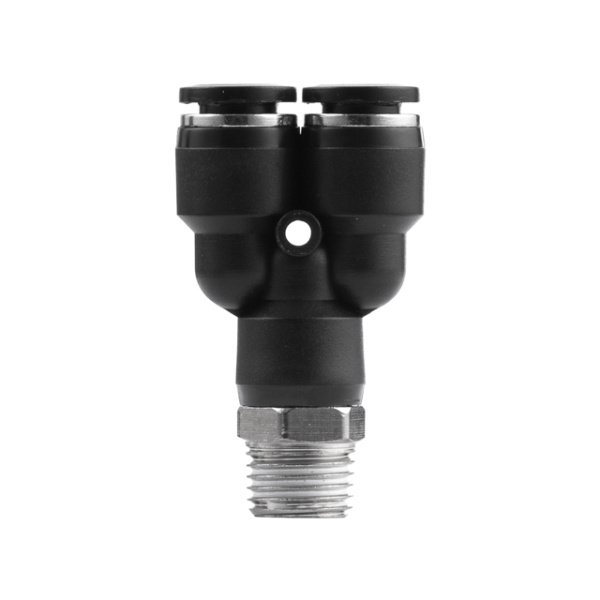 З'єднання цангове Y-образне для поліуретанових та ін. шлангів 8×8 мм, 1/4" зовнішня різьба INTERTOOL PT-2377