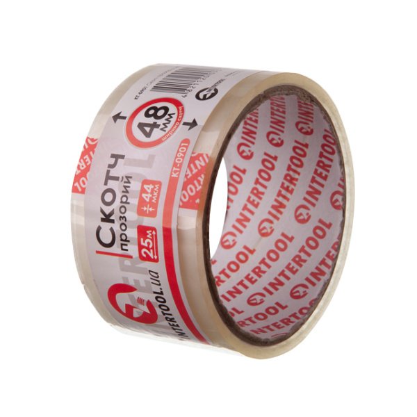 Скотч прозорий, 25 м × 48 мм, 44 мкм INTERTOOL KT-0901