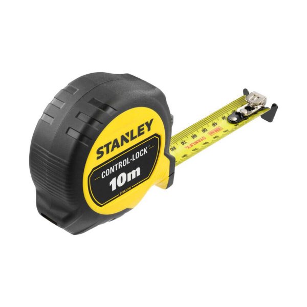 Рулетка вимірювальна CONTROL-LOCK довжиною 10 м, шириною 25 мм, в обгумованому корпусі, з подвійною шкалою STANLEY STHT37241-3