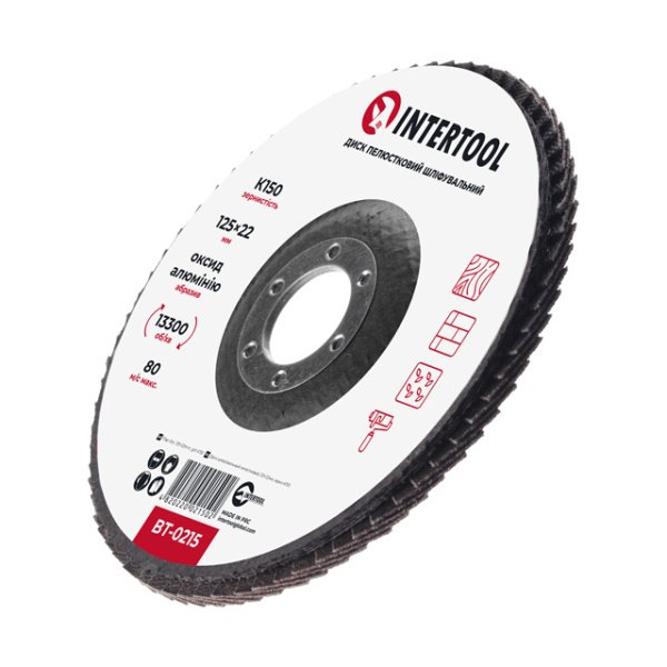 Диск шліфувальний пелюстковий 125 x 22мм зерно K150 INTERTOOL BT-0215