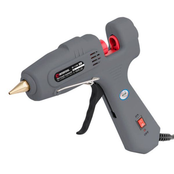 Пістолет клейовий 80 Вт, 230 В, 215-230°C під стрижні 10.8-11.5 мм, 13-30 г/хв. INTERTOOL RT-1104